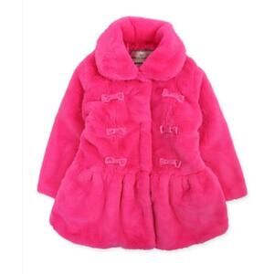 American Widgeon Girls  Princess Faux Fur Coat Jacket Size 2 Bright Pink Furry